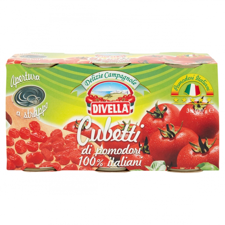 DIVELLA DELIZIE CAMPAGNOLE CUBETTI DI POMODORI 100% ITALIANI 3 X 400 G