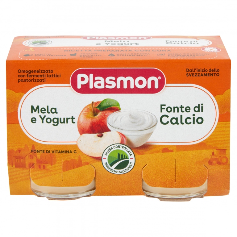 PLASMON MELA YOGURT* OMOGENEIZZATO CON FERMENTI LATTICI PASTORIZZATI 2 X 120 G