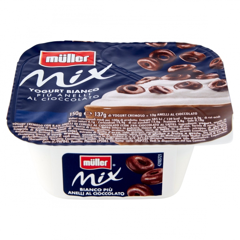 YOGURT MULLER MIX ANELLI DI CIOCCOLATO GR.150