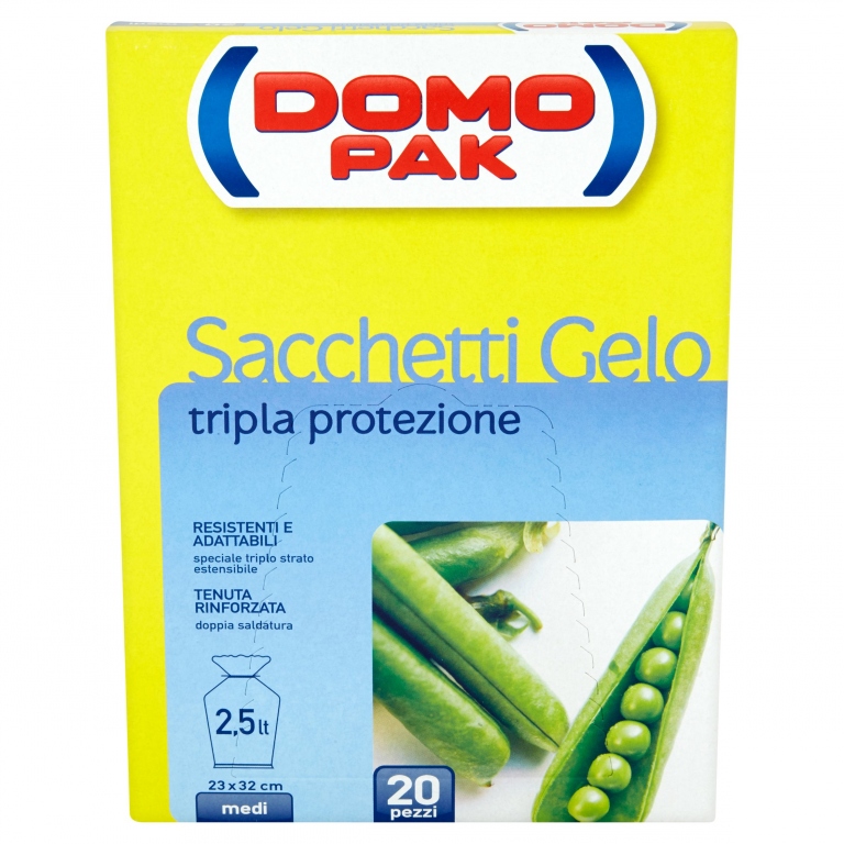 DOMOPAK SACCHETTI GELO TRIPLA PROTEZIONE MEDI (2,5 LT - 20 PEZZI)