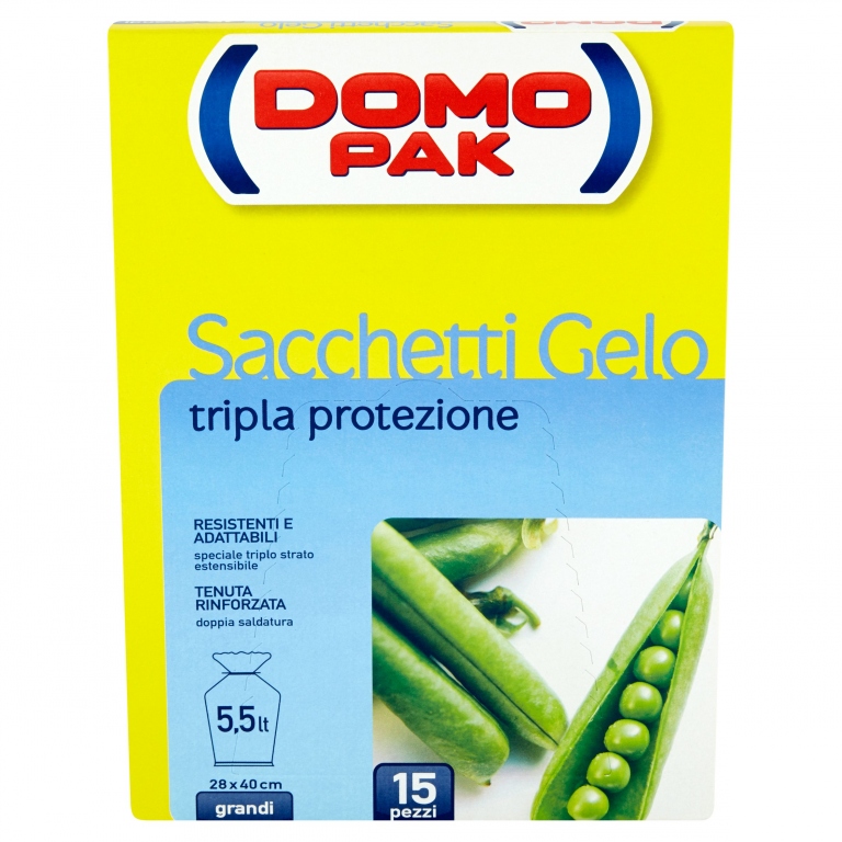 DOMOPAK SACCHETTI GELO TRIPLA PROTEZIONE GRANDI (5,5 LT - 15 PEZZI)