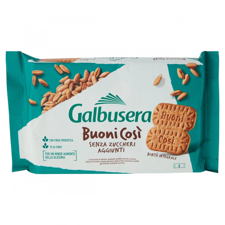 GALBUSERA BUONICOSI SENZA ZUCCHERI AGGIUNTI CON LATTE INTERO E FIBRA INTEGRALE 6 X 50 G
