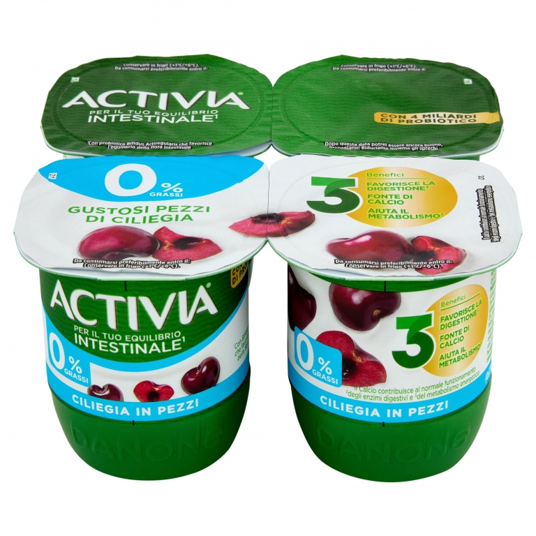 ACTIVIA 0% GRASSI CILIEGIA IN PEZZI 4 X 125 G