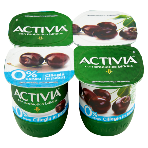 ACTIVIA 0% GRASSI CILIEGIA IN PEZZI 4 X 125 G