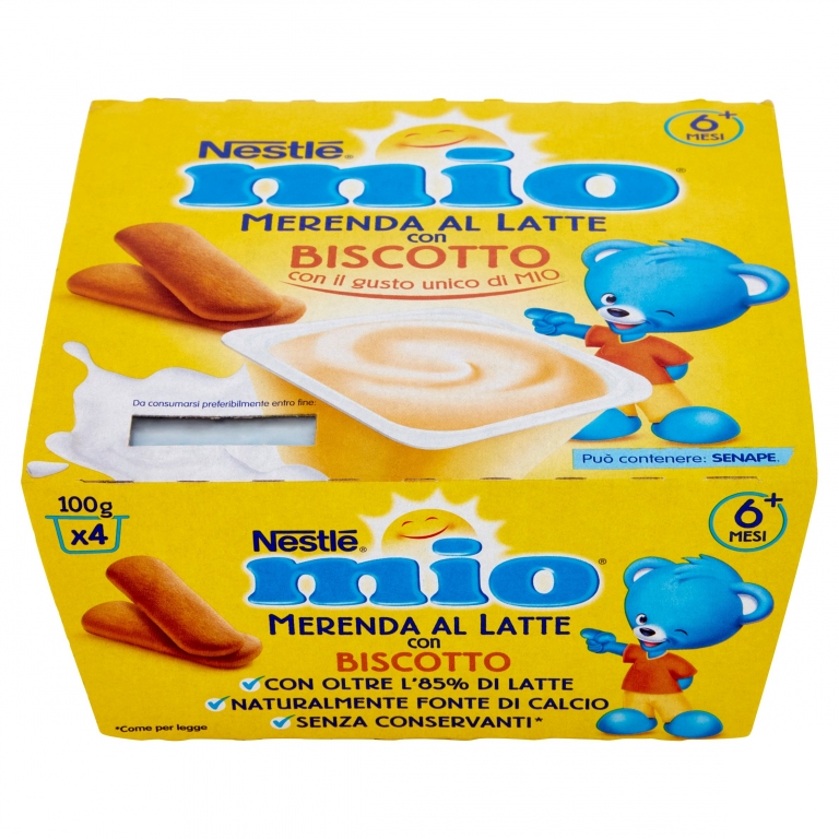 NESTLE MIO MERENDA AL LATTE BISCOTTO DA 6 MESI 4 VASETTI PLASTICA 100G