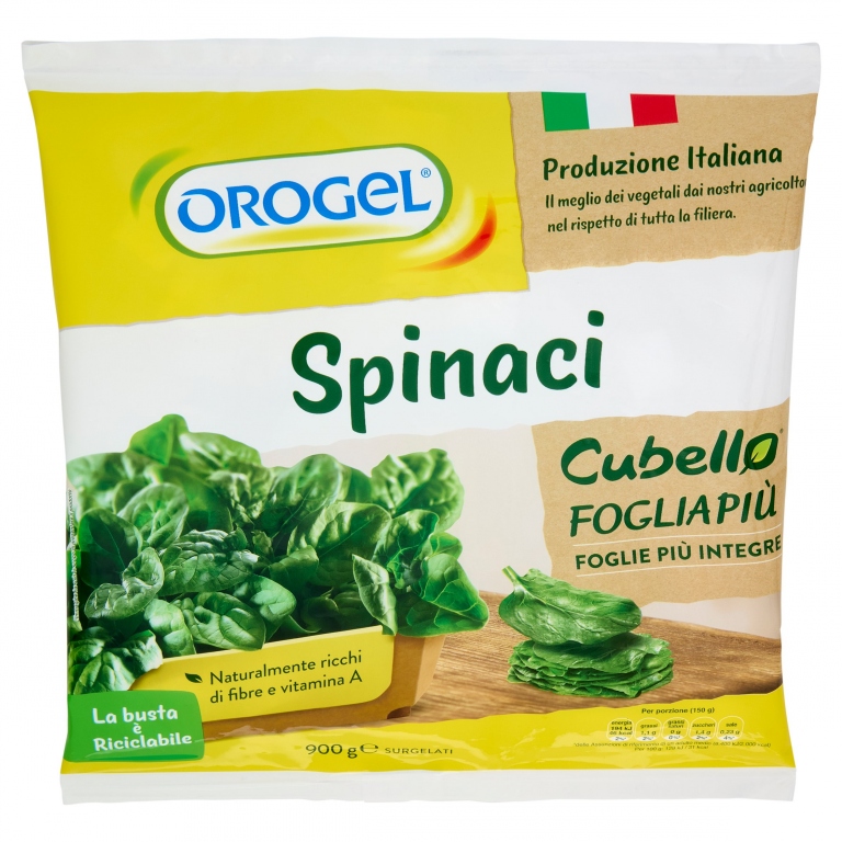 OROGEL CUBELLO SPINACI FOGLIA PIU SURGELATI 900 G