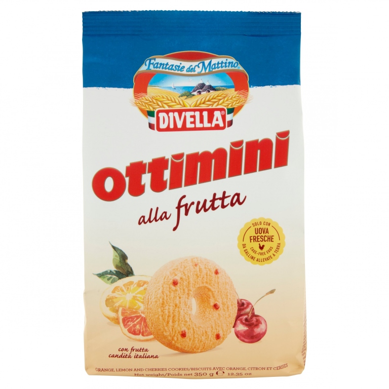 DIVELLA FANTASIE DEL MATTINO OTTIMINI BISCOTTI ALLA FRUTTA CON ARANCIA, LIMONE E CILIEGIE 350 G