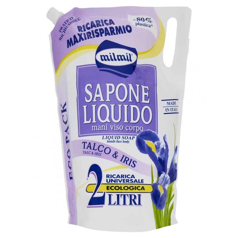 MILMIL FRESCA VITALITA SAPONE LIQUIDO MANI VISO CORPO TALCO & IRIS RICARICA 2000 ML