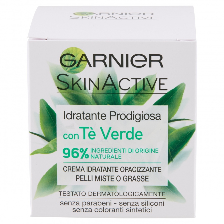 GARNIER IDRATANTE PRODIGIOSA CON TE VERDE - CREMA VISO IDRATANTE OPACIZZANTE PER PELLI MISTE - 50 ML