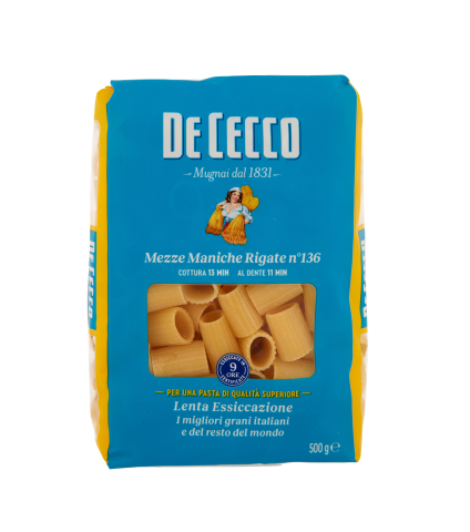 PASTA DE CECCO MEZZE MANICHE RIG.N.136 GR500