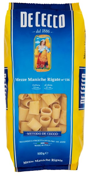 PASTA DE CECCO MEZZE MANICHE RIG.N.136 GR500      