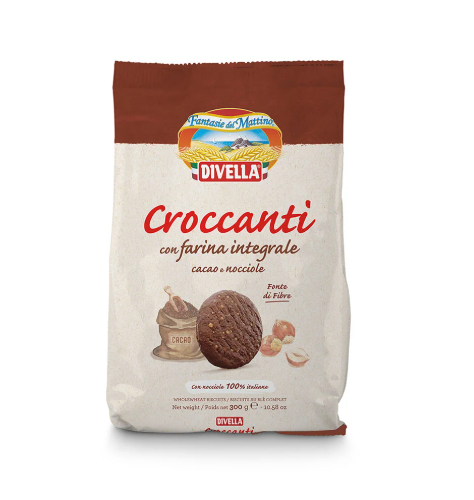 DIVELLA CROCCANTI CON FARINA INTEGRALE CACAO E NOCCIOLEG 300