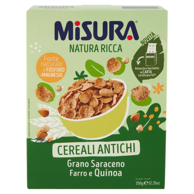 MISURA NATURA RICCA CEREALI ANTICHI GRANO SARACENO FARRO E QUINOA 350 G