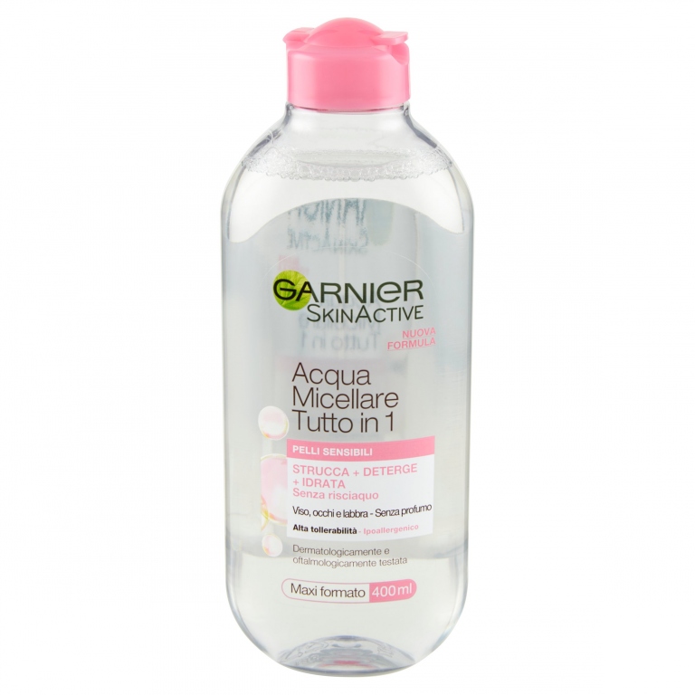 GARNIER ACQUA MICELLARE TUTTO IN 1 STRUCCANTE VISO, OCCHI E LABBRA PER PELLI SENSIBILI, 400 ML