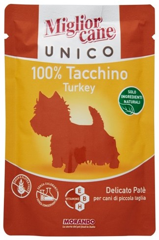 MIGLIORCANE UNICO DELICATO PATE 100% TACCHINO 100 G