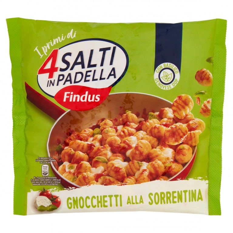 4 SALTI IN PADELLA FINDUS GNOCCHETTI ALLA SORRENTINA POMODORO BASILICO MOZZARELLA 550G