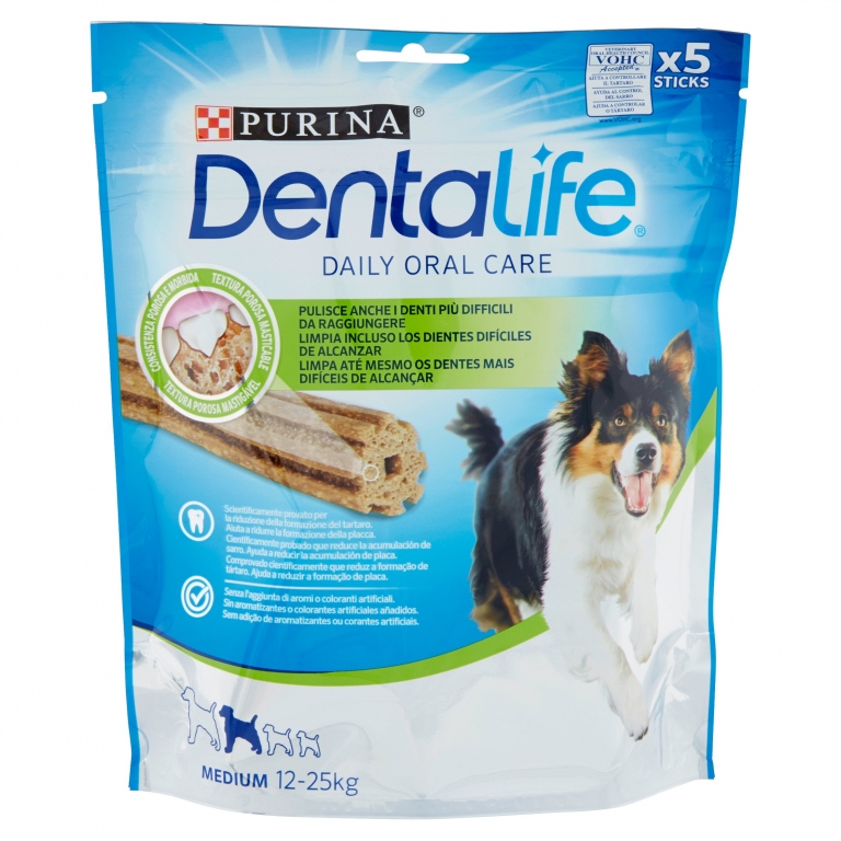PURINA DENTALIFE CANE SNACK PER L'IGIENE ORALE TAGLIA MEDIUM BUSTA 5 STICK 115G