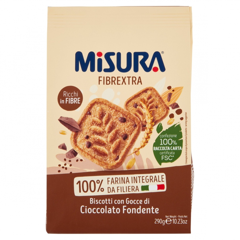 MISURA FIBREXTRA FROLLINI CON GOCCE DI CIOCCOLATO FONDENTE 290 G