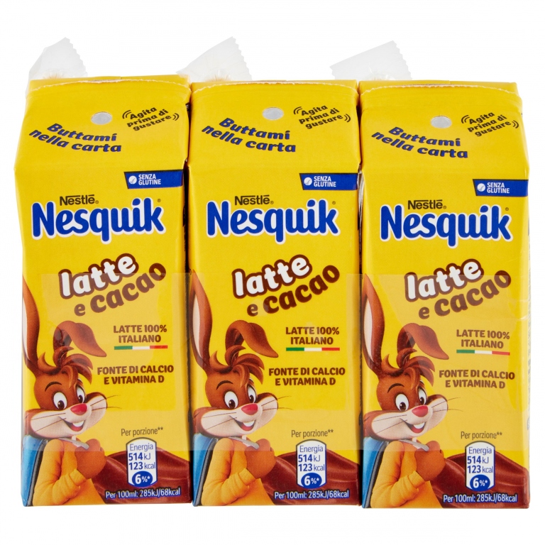 NESQUIK PRONTO DA BERE BEVANDA A BASE DI LATTE E CACAO SOLUBILE 3 BRICK DA 180ML