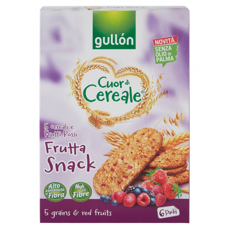 GULLON CUOR DI CEREALE FRUTTA SNACK 5 CEREALI E FRUTTI ROSSI 6 X 40 G