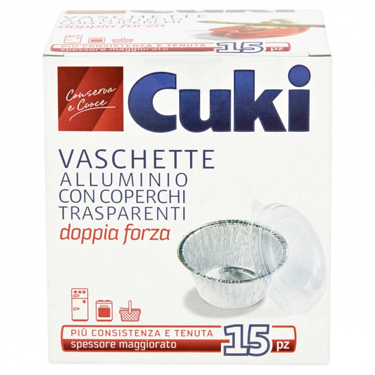 CUKI CONSERVA E CUOCE VASCHETTE ALLUMINIO CON COPERCHI TRASPARENTI 1PORZIONE - 10 PZ (T21)