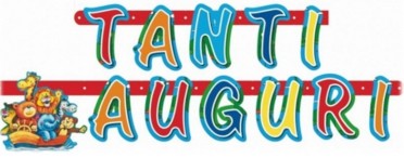 SCRITTA ANIMALI TANTI AUGURI MT.1,25