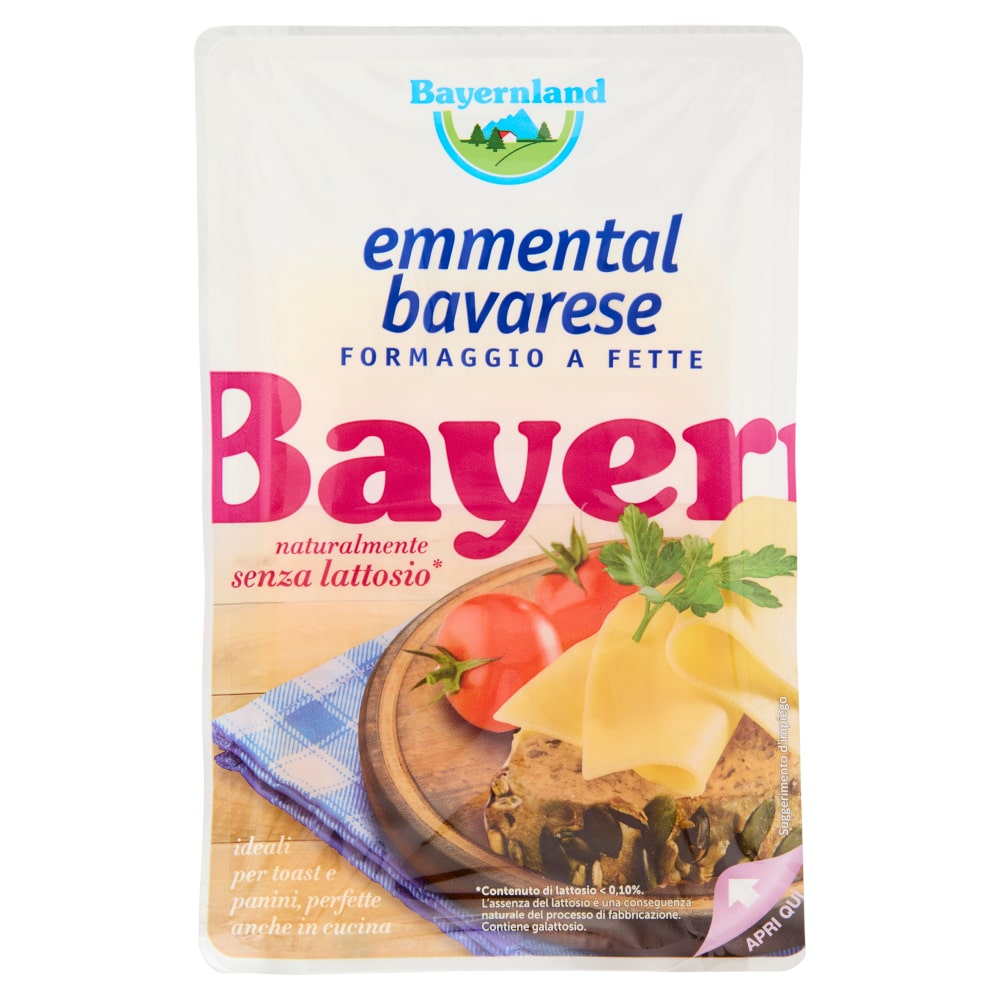 BAYERNLAND EMMENTAL BAVARESE FORMAGGIO A FETTE NATURALMENTE SENZA LATTOSIO* 100 G