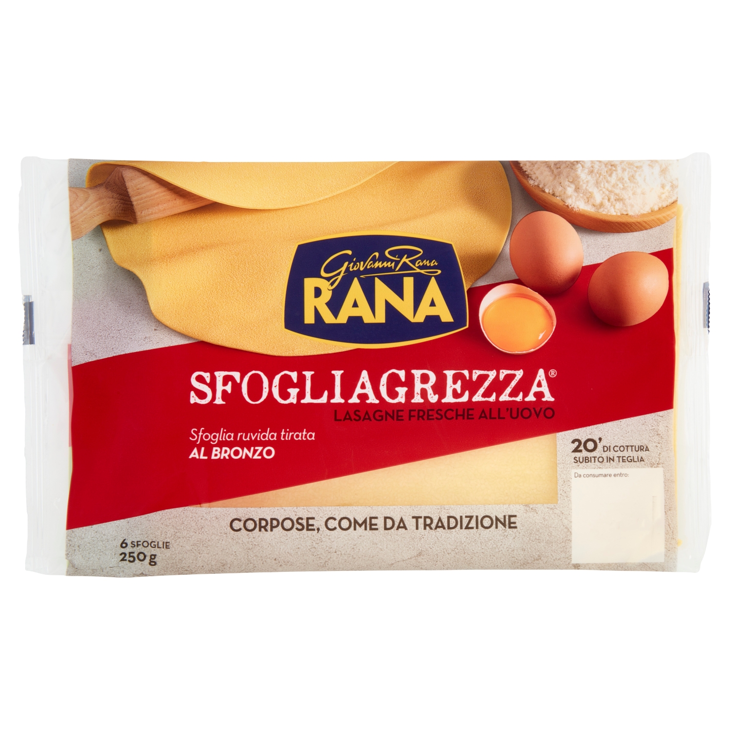 GIOVANNI RANA SFOGLIAGREZZA LASAGNE FRESCHE ALL'UOVO 6 SFOGLIE 250 G