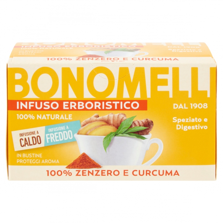 BONOMELLI INFUSO ERBORISTICO 100% ZENZERO E CURCUMA 16 FILTRI 32 G