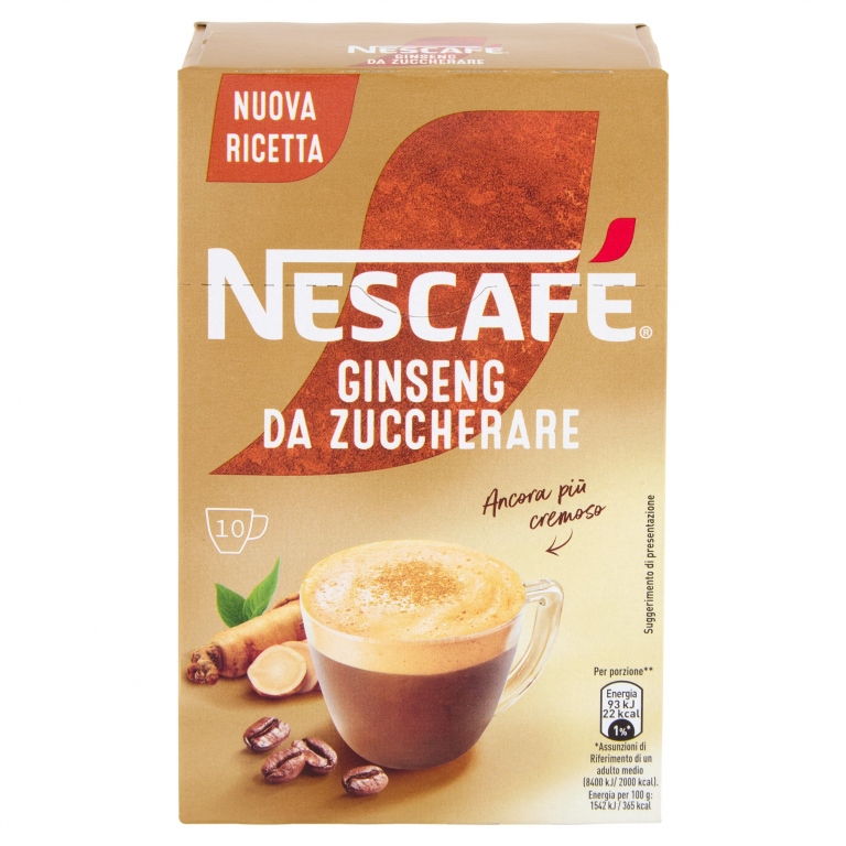 NESCAFE GOLD GINSENG DA ZUCCHERARE PREPARATO SOLUBILE PER CAFFE AL GINSENG ASTUCCIO 10 BUSTINE 60G