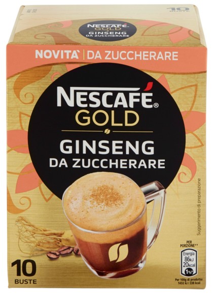 NESCAFE GOLD GINSENG DA ZUCCHERARE PREPARATO SOLUBILE PER CAFFE AL GINSENG ASTUCCIO 10 BUSTINE 60G