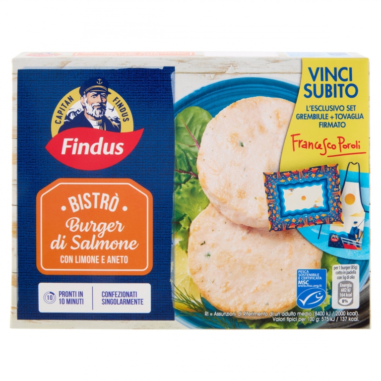 FINDUS 2 BURGER DI SALMONE CON LIMONE E ANETO 170 G