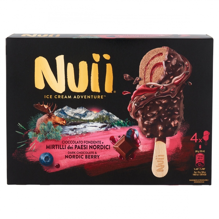 NUII CIOCCOLATO FONDENTE E MIRTILLI DEI PAESI NORDICI 4 X 66 G