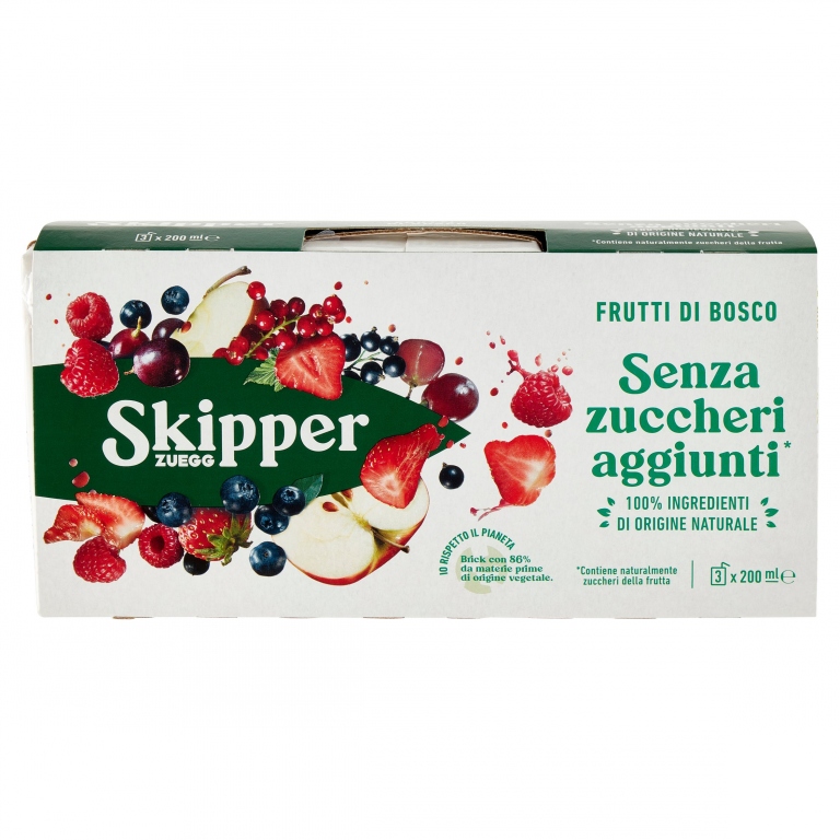 ZUEGG SKIPPER SENZA ZUCCHERI AGGIUNTI* FRUTTI DI BOSCO 3 X 200 ML