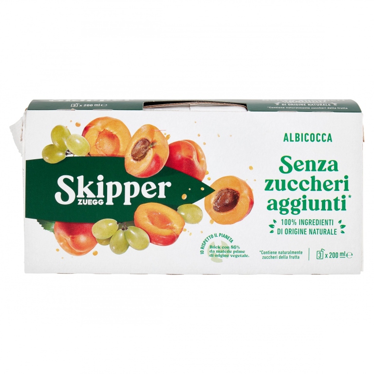 ZUEGG SKIPPER SENZA ZUCCHERI AGGIUNTI* ALBICOCCA 3 X 200 ML