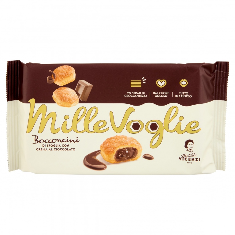 PASTICCERIA MATILDE VICENZI MILLEFOGLIE D'ITALIA BOCCONCINI CREMA AL CIOCCOLATO 100 G