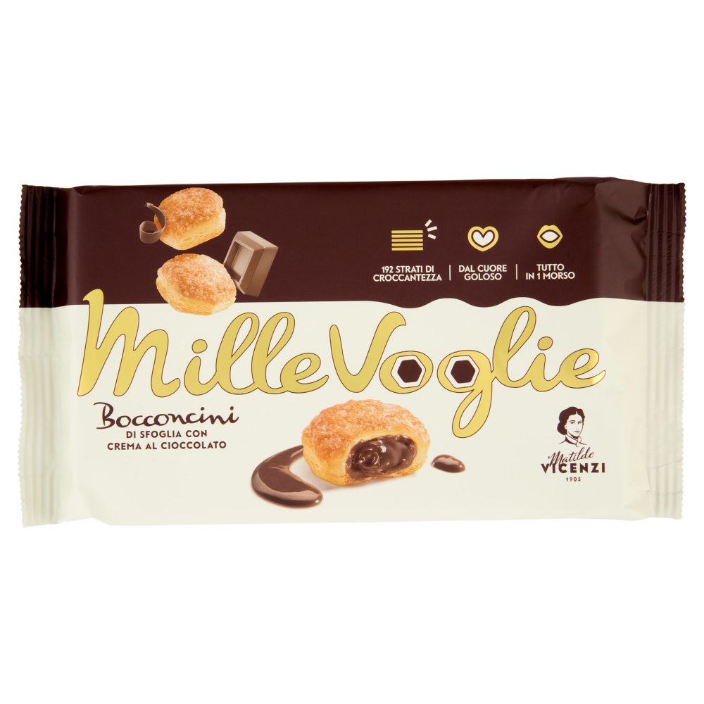 PASTICCERIA MATILDE VICENZI MILLEFOGLIE D'ITALIA BOCCONCINI CREMA AL CIOCCOLATO 100 G