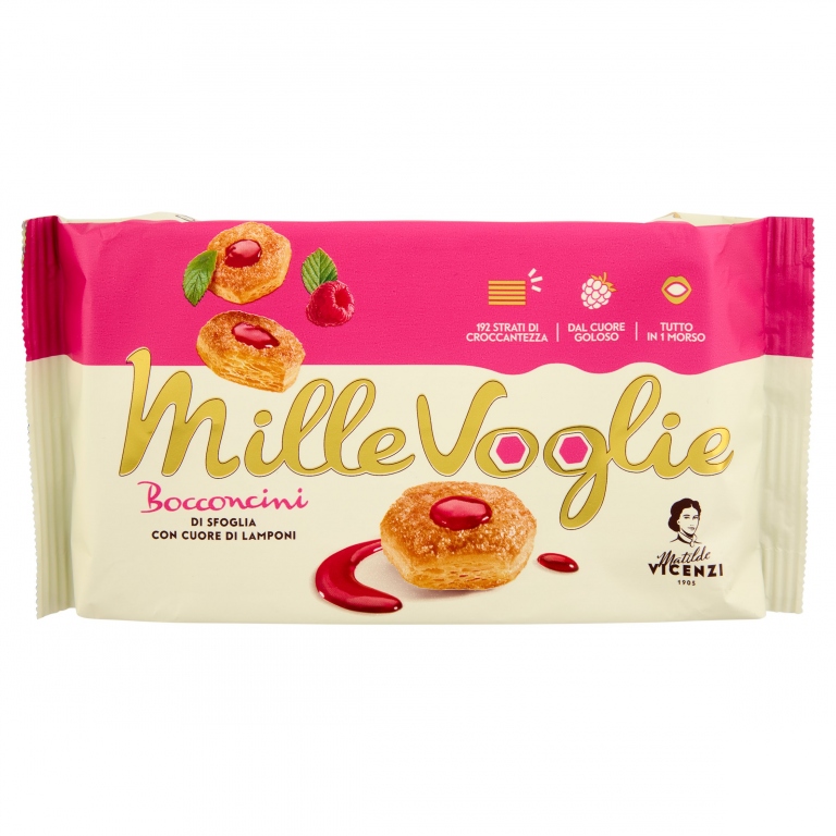 PASTICCERIA MATILDE VICENZI MILLEFOGLIE D'ITALIA BOCCONCINI CUORE DI LAMPONI 90 G