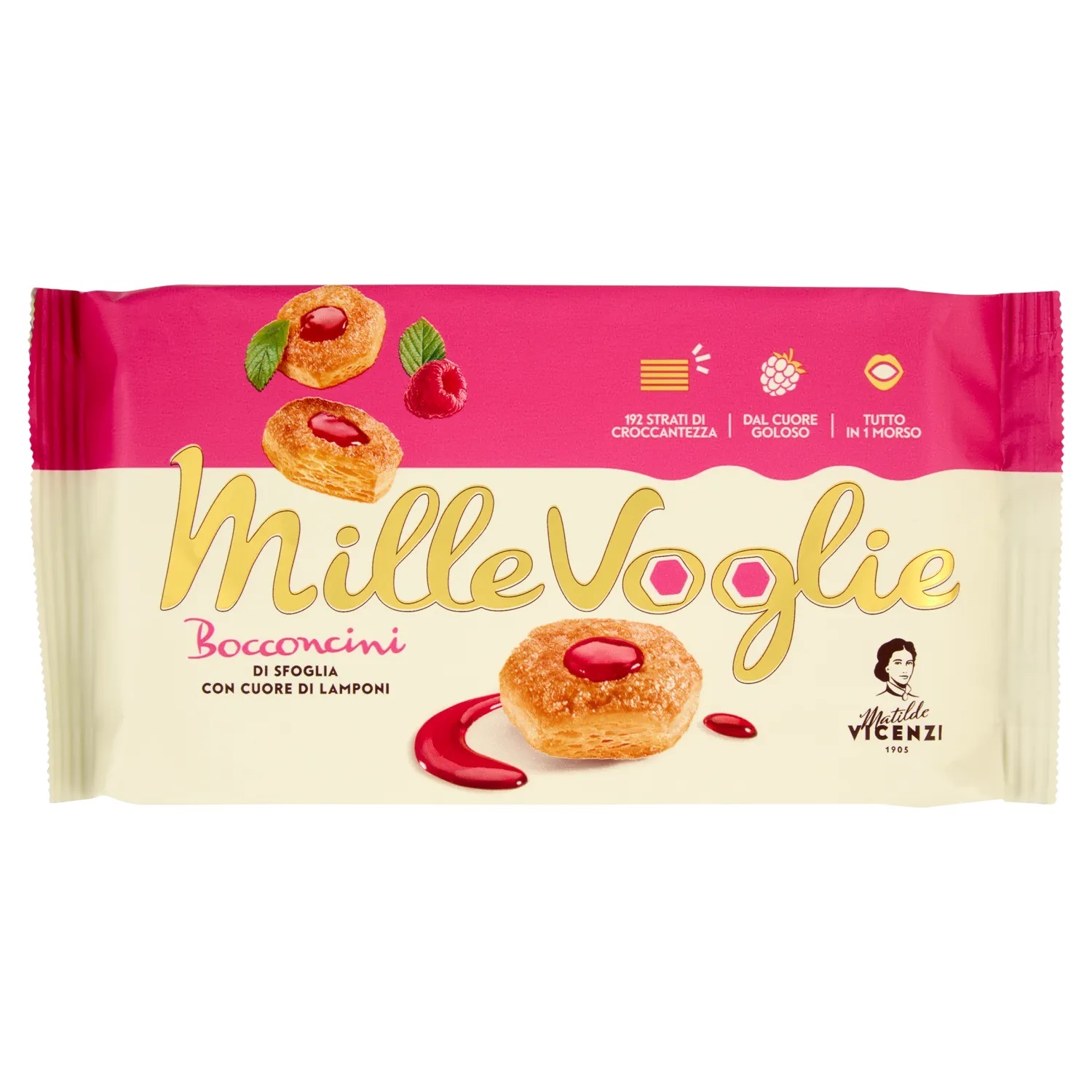 PASTICCERIA MATILDE VICENZI MILLEFOGLIE D'ITALIA BOCCONCINI CUORE DI LAMPONI 90 G