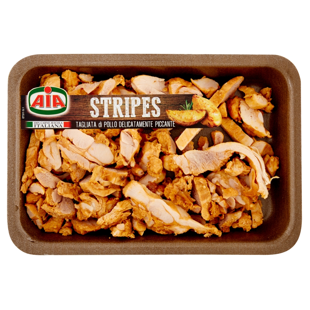 AIA STRIPES TAGLIATA DI POLLO DELICATAMENTE PICCANTE 0,350 KG