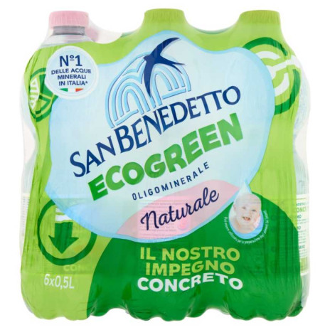 SAN BENEDETTO ECOGREEN 0,5L NATURALE - FONTE DEL POLLINO CON NUOVO TAPPO TWIST&DRINK