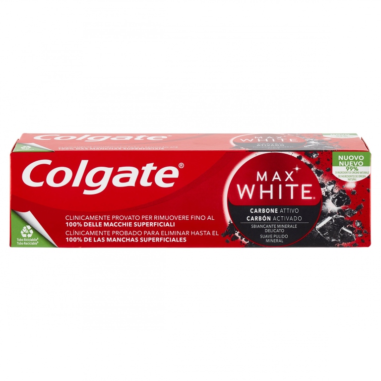 COLGATE DENTIFRICIO SBIANCANTE MAX WHITE CARBON, SBIANCANTE MINERALE DELICATO 75 ML