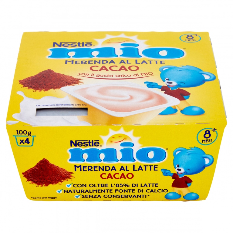 NESTLE MIO MERENDA AL LATTE CACAO DA 8 MESI 4 VASETTI PLASTICA 100G