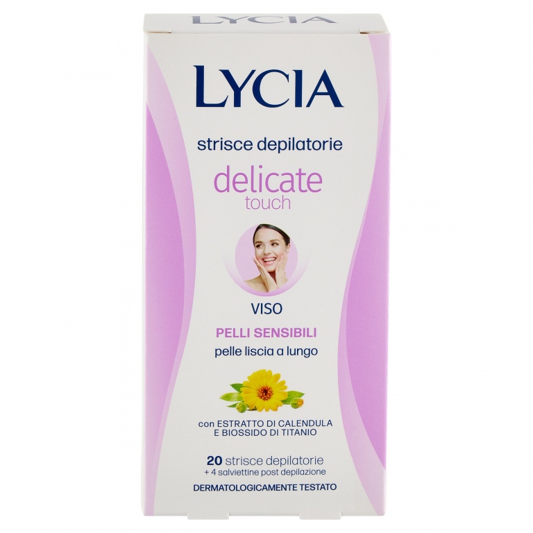 LYCIA DELICATE TOUCH STRISCE DEPILATORIE VISO PELLI SENSIBILI 20 STRISCE + 4 SALVIETTINE