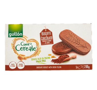 GULLON CUOR DI CEREALE BISCOTTI AL CACAO RIPIENI DI CREMA AL CACAO 5X44G