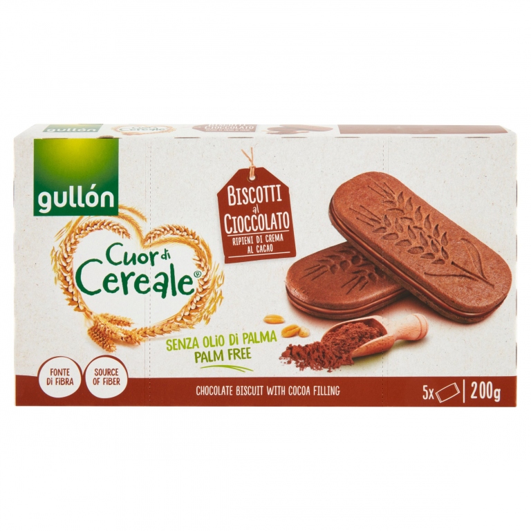 GULLON CUOR DI CEREALE BISCOTTI AL CACAO RIPIENI DI CREMA AL CACAO 5X44G