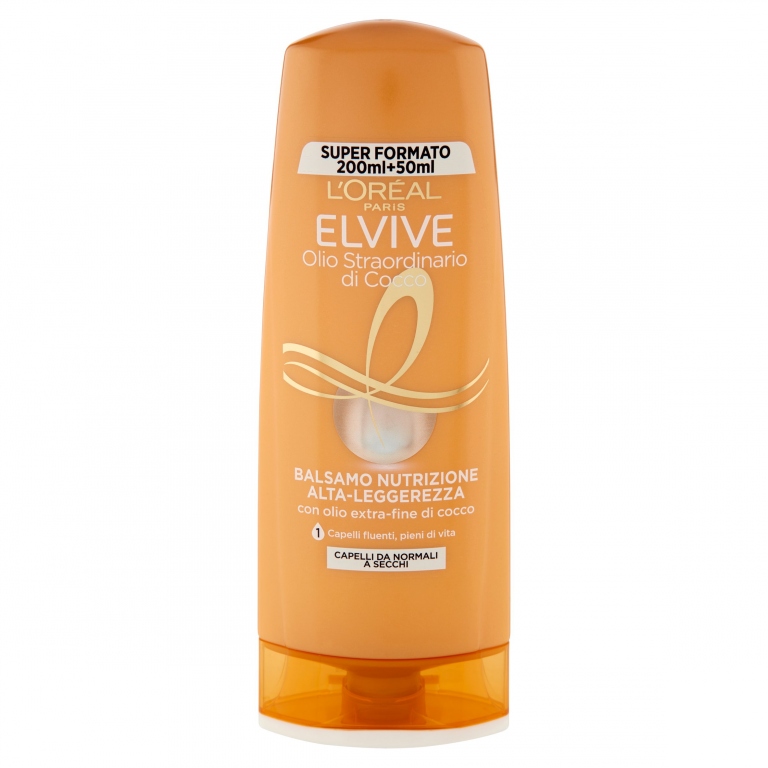 L'OREAL PARIS ELVIVE OLIO FINE DI COCCO - BALSAMO NUTRIENTE PER CAPELLI DA NORMALI A SECCHI, 250ML