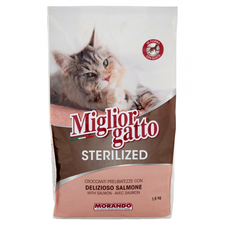 MORANDO GATTO STERILIZZATI CROCC.SALMONE KG1,5