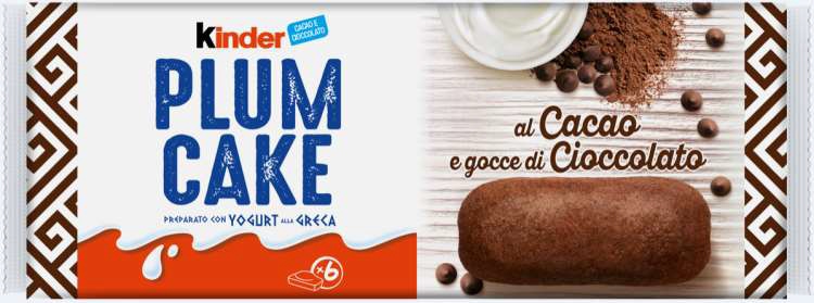 FERRERO KINDER PLUMCAKE AL CACAO E GOCCE DI CIOCCOLATO T.6