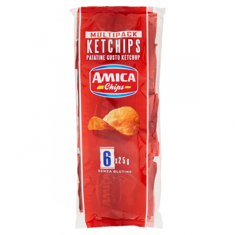 PATATINE AMICA CHIPS MULTIPACK KETCHUP GR.25X6